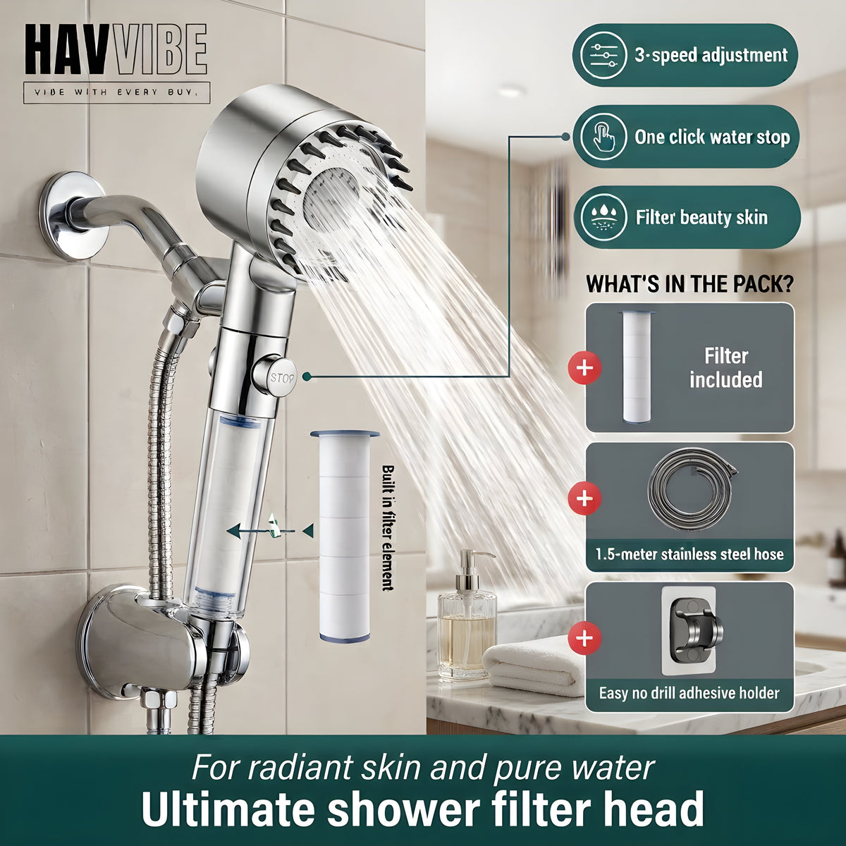 THE FILTERED SHOWERHEAD BY HAVVIBE