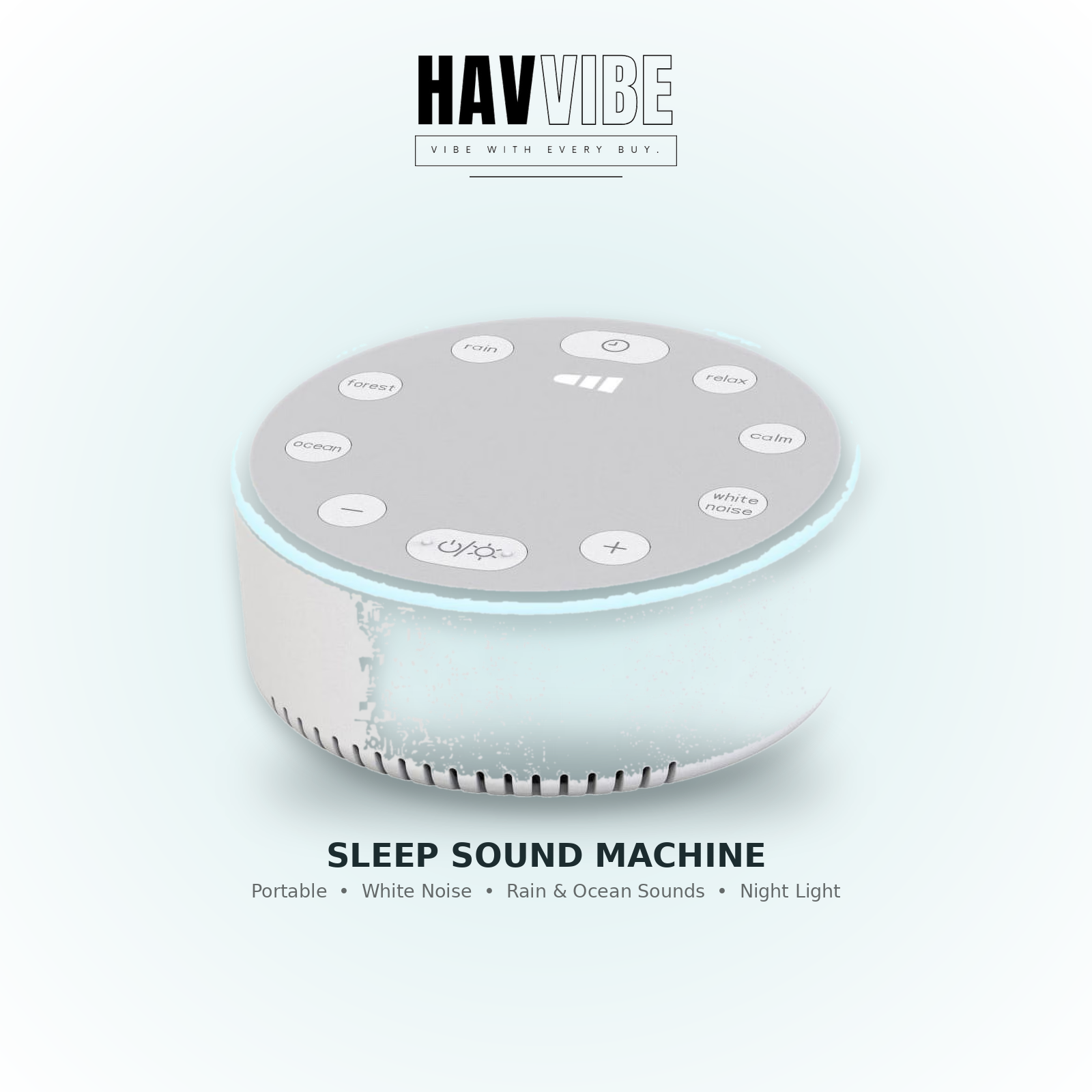White Noise Sound Machine with Night Light – 6 Soothing Sleep Sounds, Sleep Timer & Memory Function by Havvibe