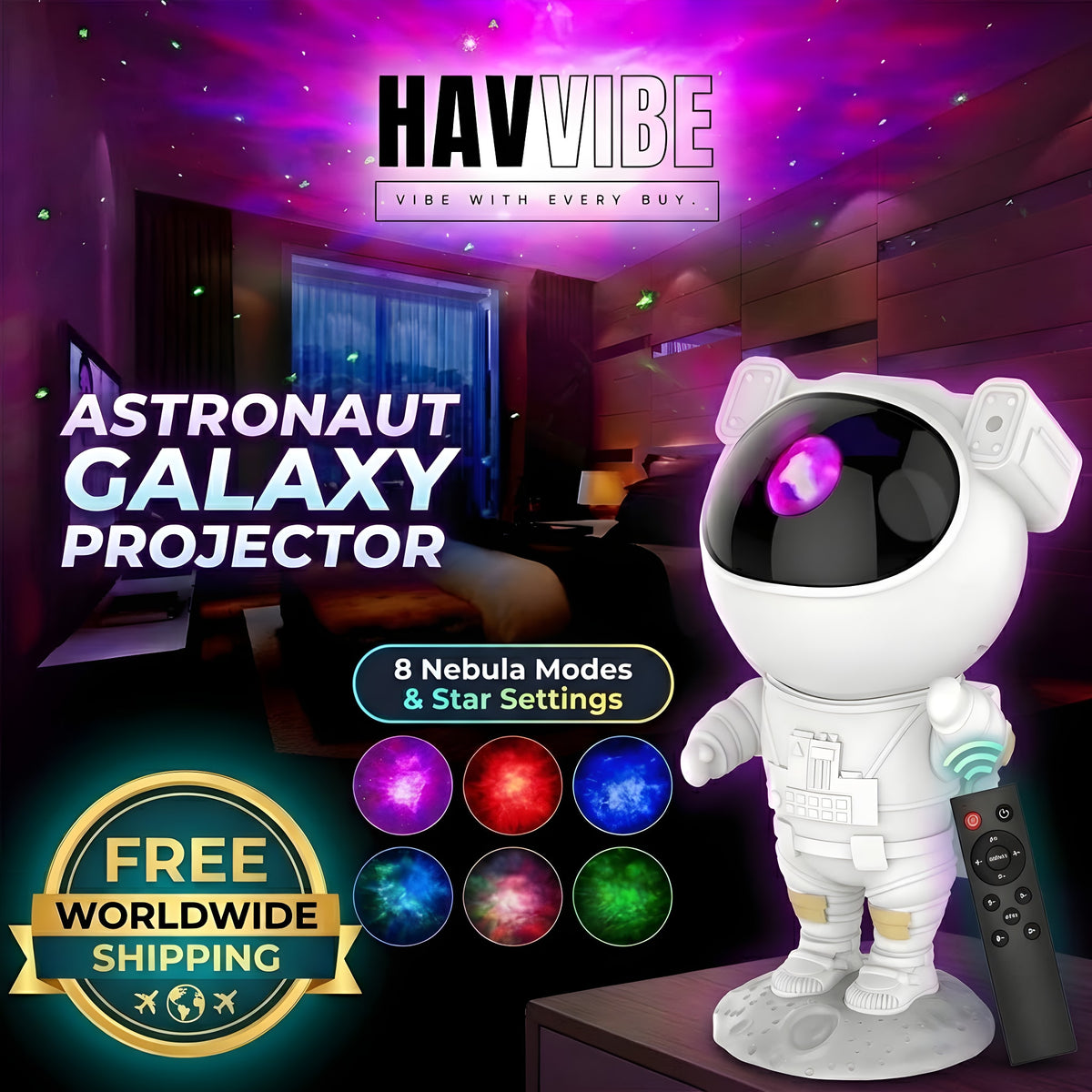 Astronaut Galaxy Projector - 8 Nebula Modes by Havvibe