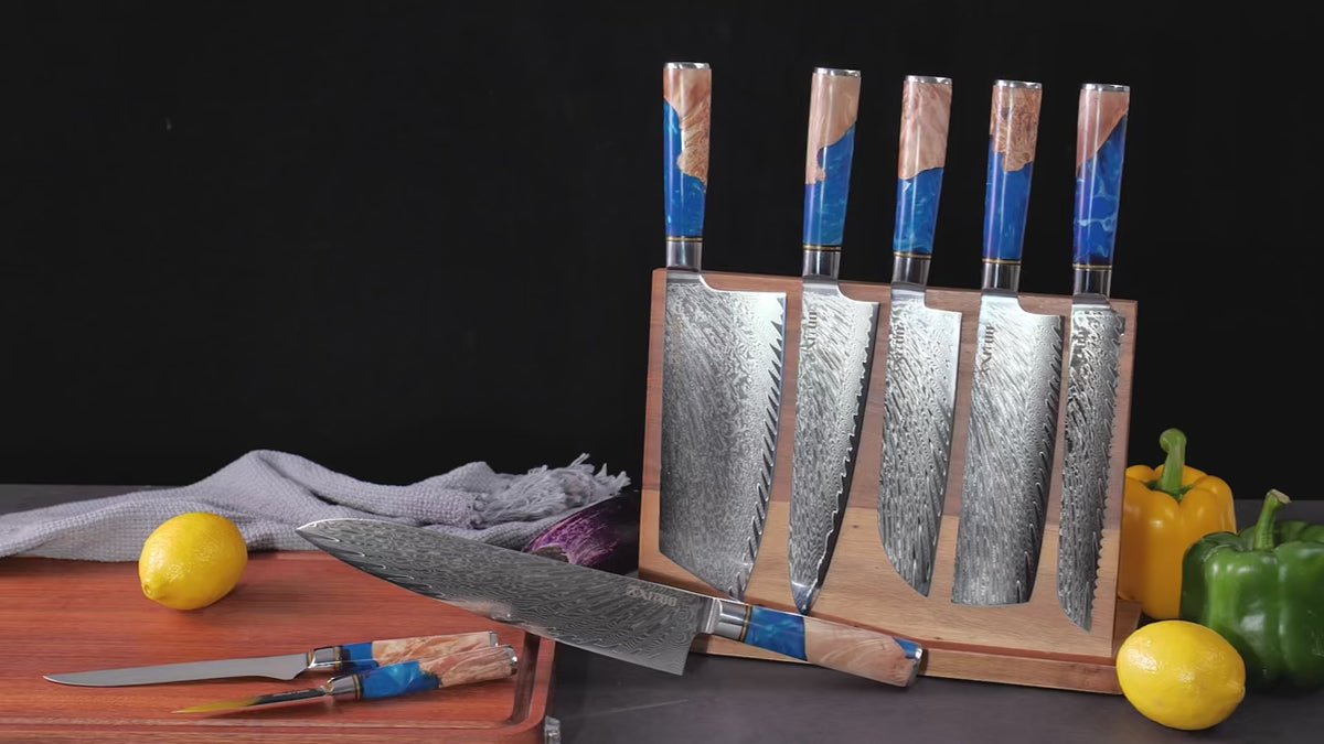 7-Piece Damascus Kitchen Knife Set – Professional, Ultra-Sharp & Rust-Resistant Knives by Havvibe