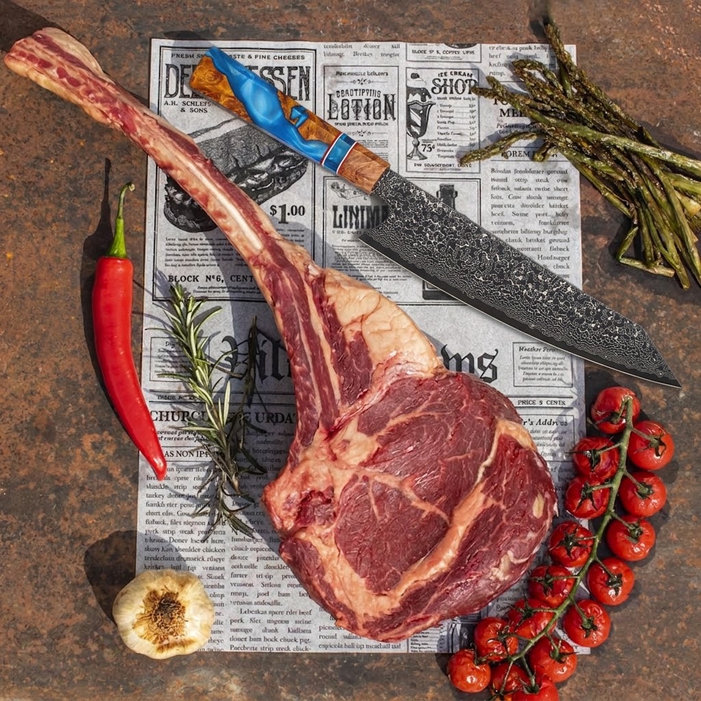 8" Japanese Kiritsuke Chef Knife – Handcrafted High-Carbon Damascus Steel Kitchen Knife by Havvibe